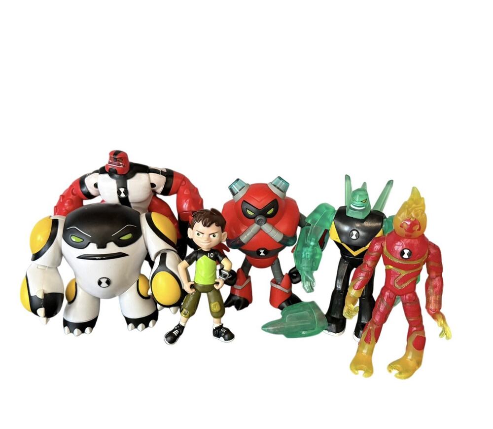 Ben 10 6 Figure Action Figure Lot : Cannonbolt Heatblast Diamondhead Four Arms